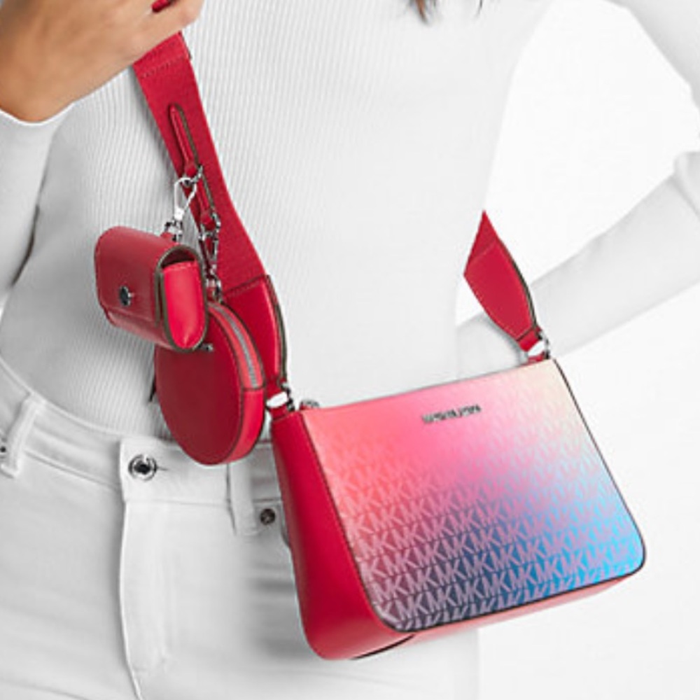 MICHAEL KORS Jet Set Small Ombré Signature Logo Crossbody Case Apple Airpods Pro - Picture 3 of 16